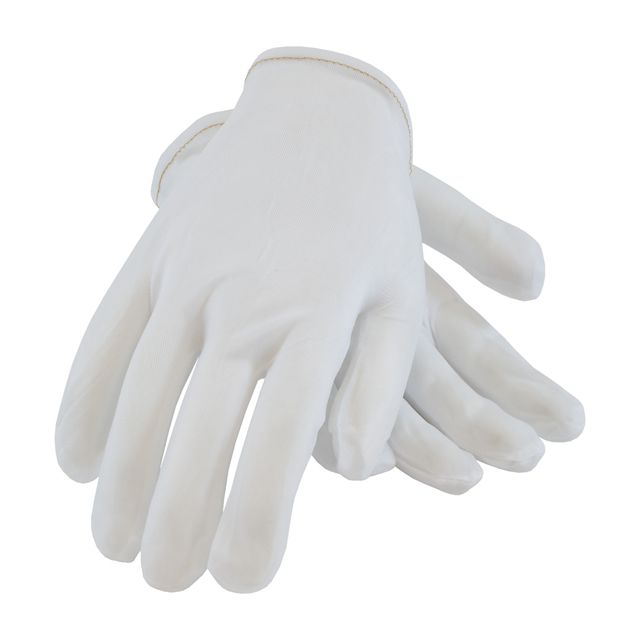 CleanTeam®, 40 Denier Tricot Inspection Glove with Rolled Hem Cuff - Men's Large, Dozen - Nylon